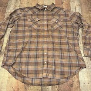 Vintage Campus Western Plaid Pearl Snap Long Sleeve Shirt Men’s Sz 2x